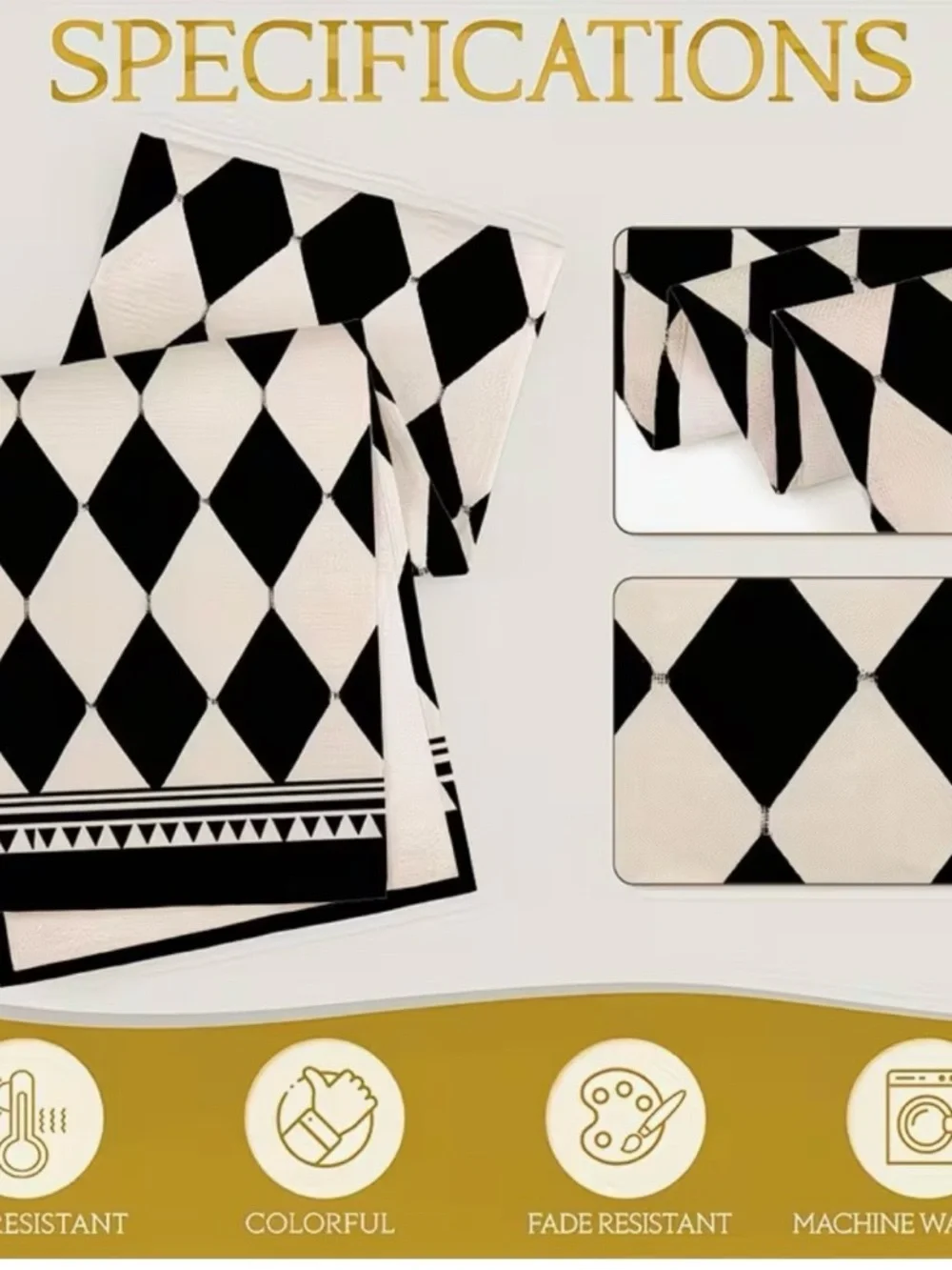 New Black & White Diamond Table Runner-Modern Farmhouse 15.75”x55.12”